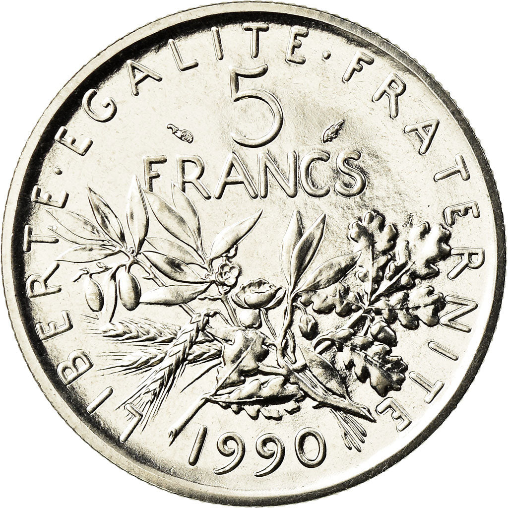 Coin, France, Semeuse, 5 Francs, 1990, Paris, MS(65-70), Nickel Clad