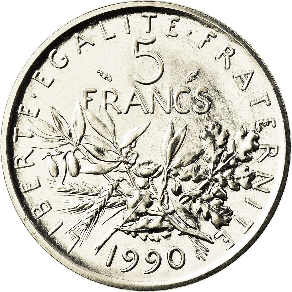 Coin, France, Semeuse, 5 Francs, 1990, Paris, MS(65-70), Nickel Clad