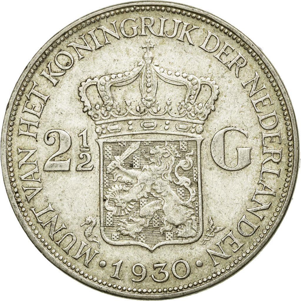 Moneta, Paesi Bassi, Wilhelmina I, 2-1/2 Gulden, 1930, BB+, Argento, KM:165