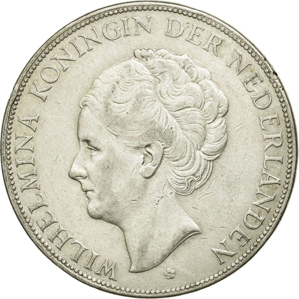 Coin, Netherlands, Wilhelmina I, 2-1/2 Gulden, 1930, AU(50-53), Silver, KM:165