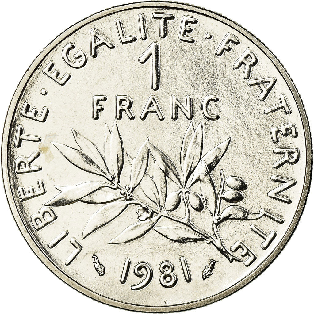 Moeda, França, Semeuse, Franc, 1981, Paris, MS(65-70), Níquel, KM:925.1