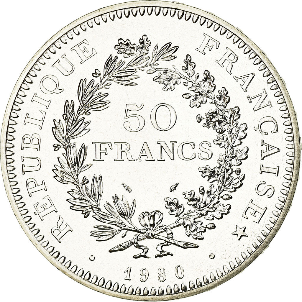 Coin, France, Hercule, 50 Francs, 1980, Paris, MS(65-70), Silver, KM:941.1