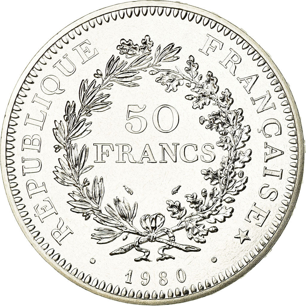 Coin, France, Hercule, 50 Francs, 1980, Paris, MS(65-70), Silver, KM:941.1