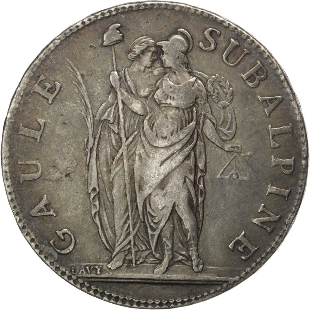 ITALIAN STATES, 5 Francs, 1801, KM #4, EF(40-45), Silver, 24.79