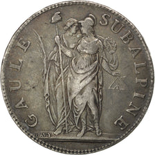 STATI ITALIANI, PIEDMONT REPUBLIC, 5 Francs, 1801, BB, Argento, KM:4