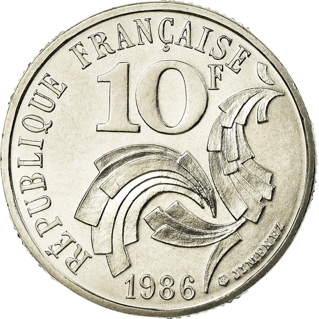 Moneta, Francia, Jimenez, 10 Francs, 1986, Paris, FDC, Nichel, KM:959