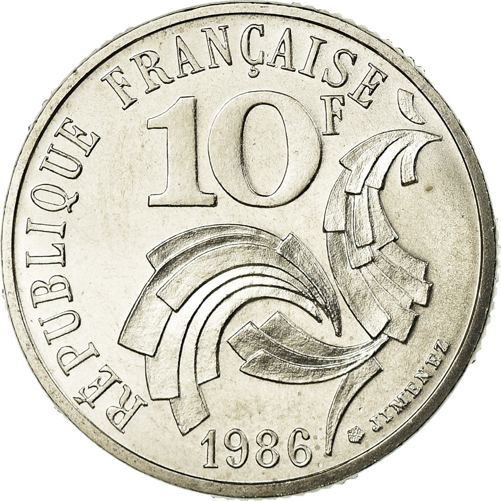 Coin, France, Jimenez, 10 Francs, 1986, Paris, MS(65-70), Nickel, KM:959