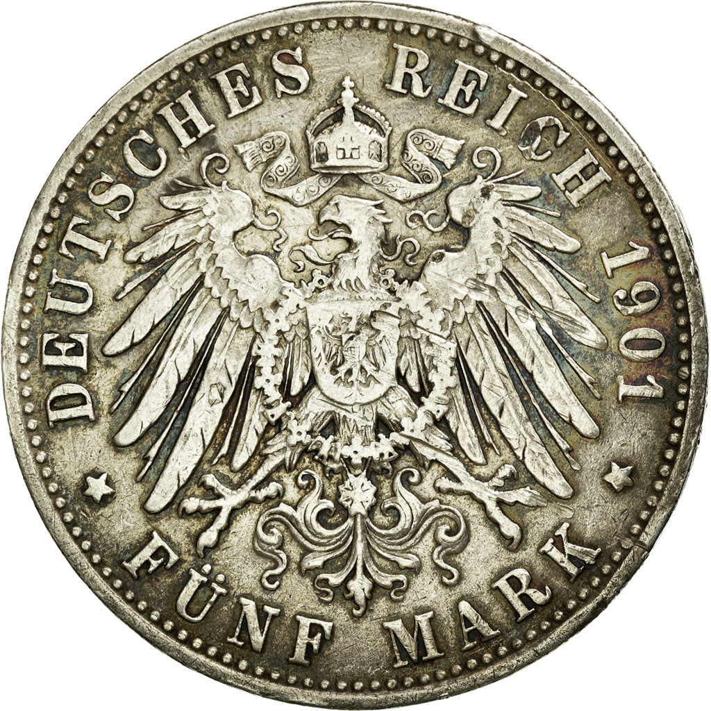 Coin, German States, BAVARIA, Otto, 5 Mark, 1901, Munich, VF(30-35), Silver