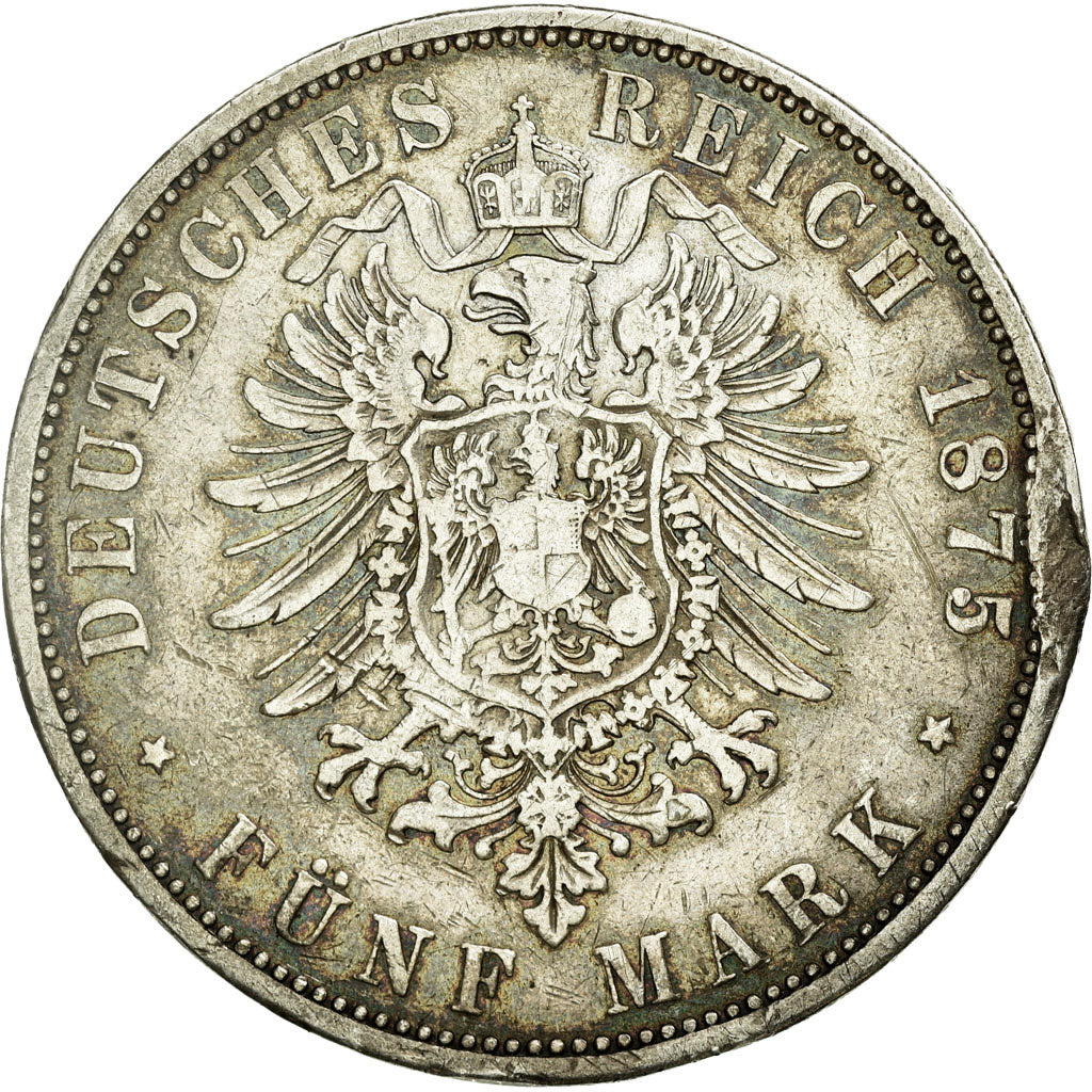 Coin, German States, PRUSSIA, Wilhelm I, 5 Mark, 1875, Hannover, VF(30-35)