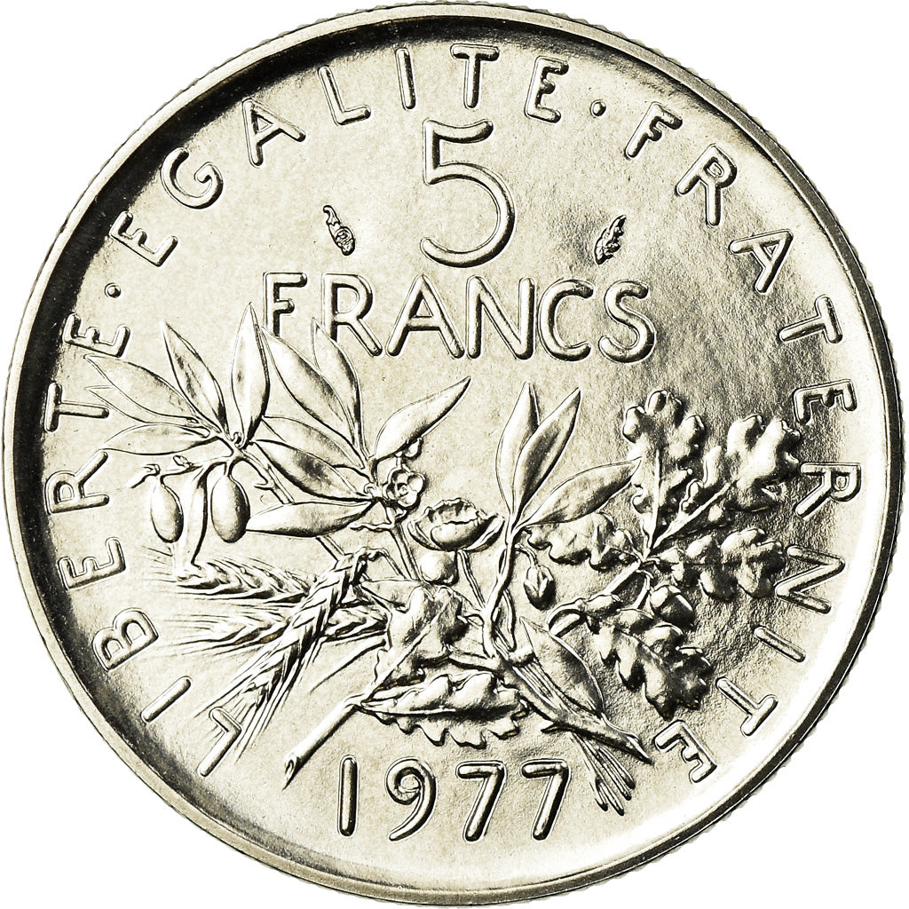Coin, France, Semeuse, 5 Francs, 1977, Paris, MS(65-70), Nickel Clad