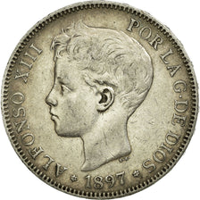 Coin, Spain, Alfonso XIII, 5 Pesetas, 1897, EF(40-45), Silver, KM:707