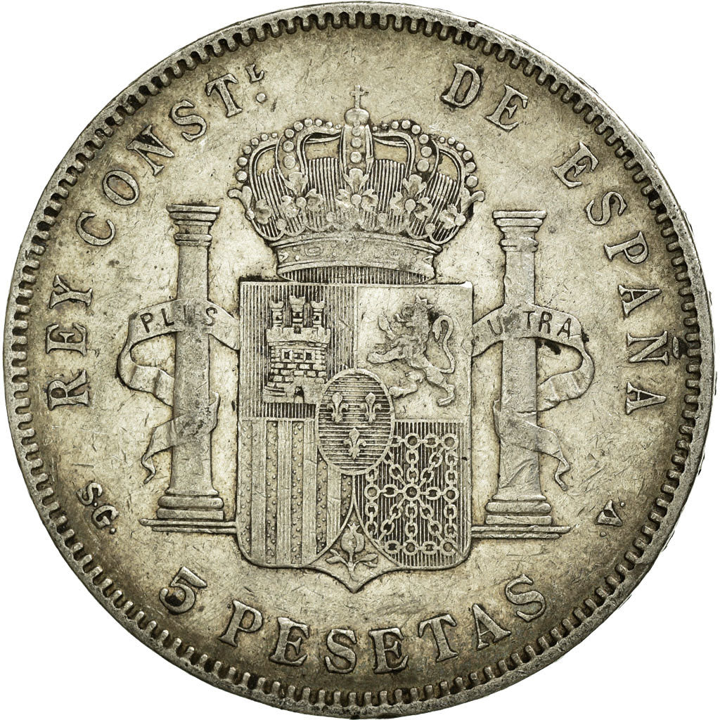 Coin, Spain, Alfonso XIII, 5 Pesetas, 1897, EF(40-45), Silver, KM:707