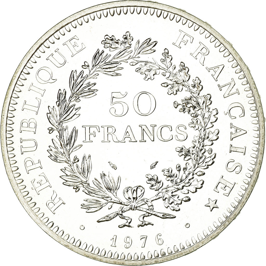 Coin, France, Hercule, 50 Francs, 1976, Paris, MS(65-70), Silver, KM:941.1