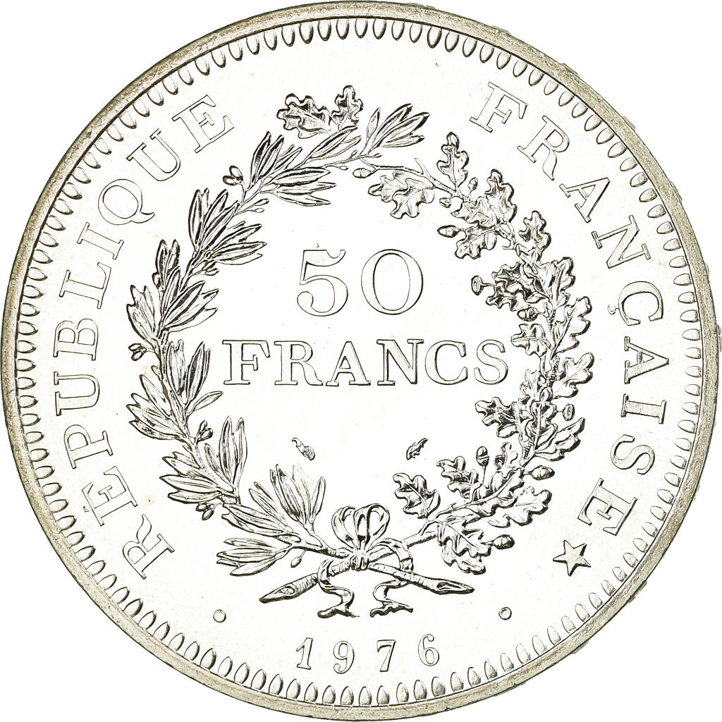 Coin, France, Hercule, 50 Francs, 1976, Paris, MS(65-70), Silver, KM:941.1