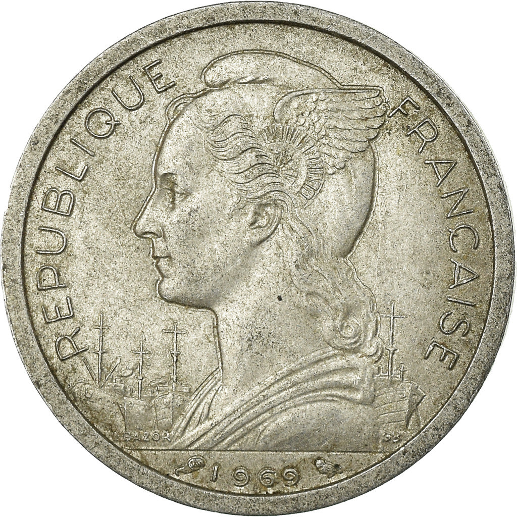 Coin, Réunion, 2 Francs, 1969, EF(40-45), Aluminum, KM:8