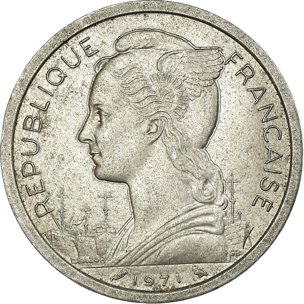 Coin, Réunion, 2 Francs, 1971, EF(40-45), Aluminum, KM:8