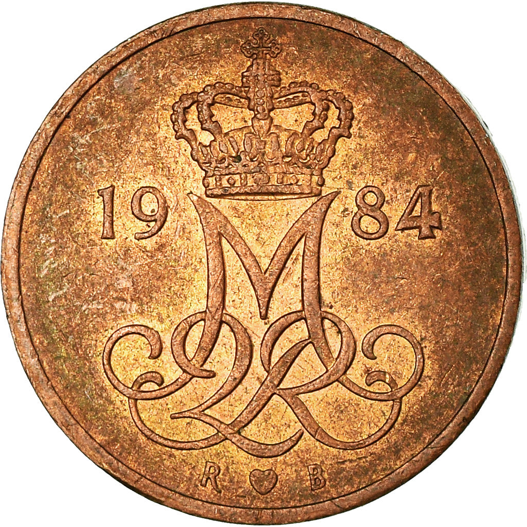 Monnaie, Danemark, Margrethe II, 5 Öre, 1984, Copenhagen, TTB, Copper Clad
