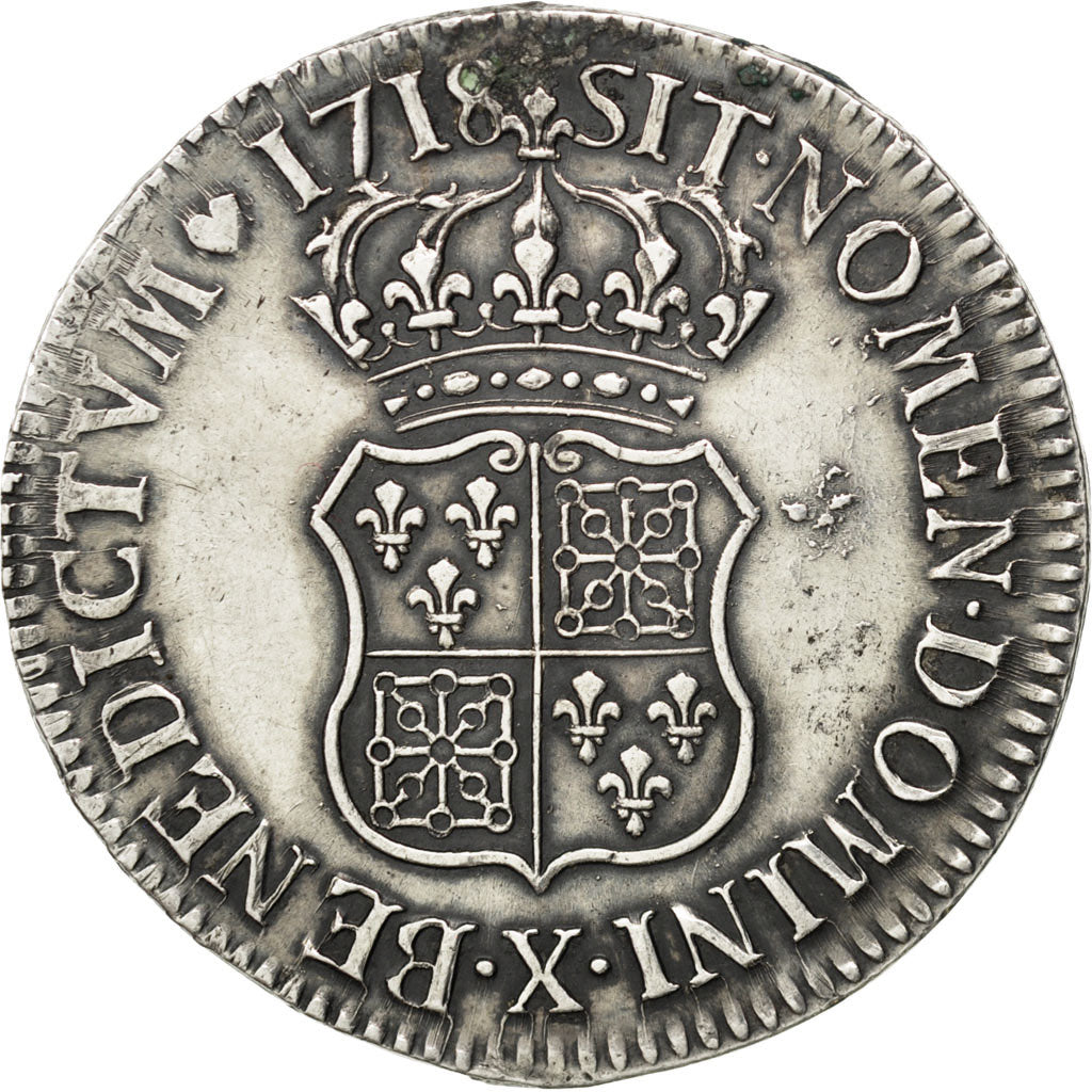Coin, France, Louis XV, Écu de France-Navarre, Ecu, 1718, Amiens, VF(30-35)