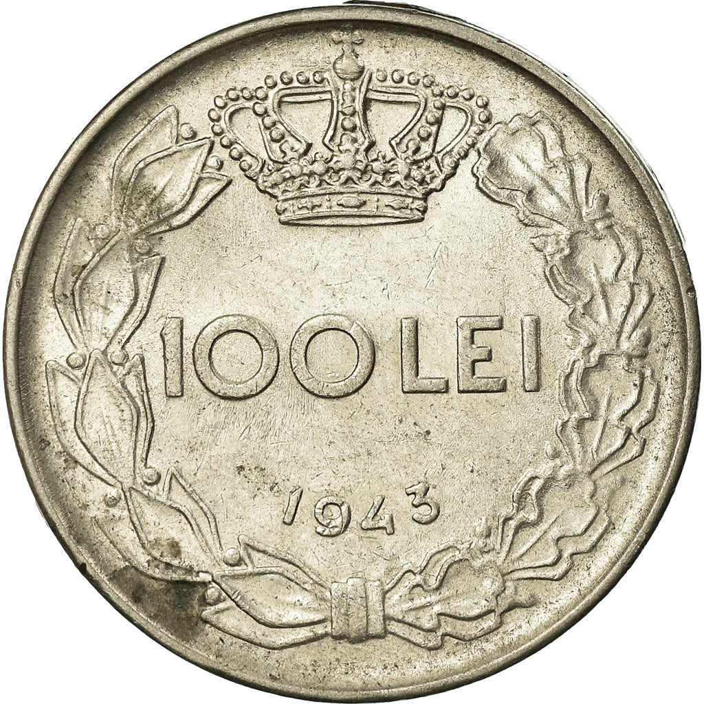 Moeda, Roménia, Mihai I, 100 Lei, 1943, EF(40-45), Aço Revestido a Níquel