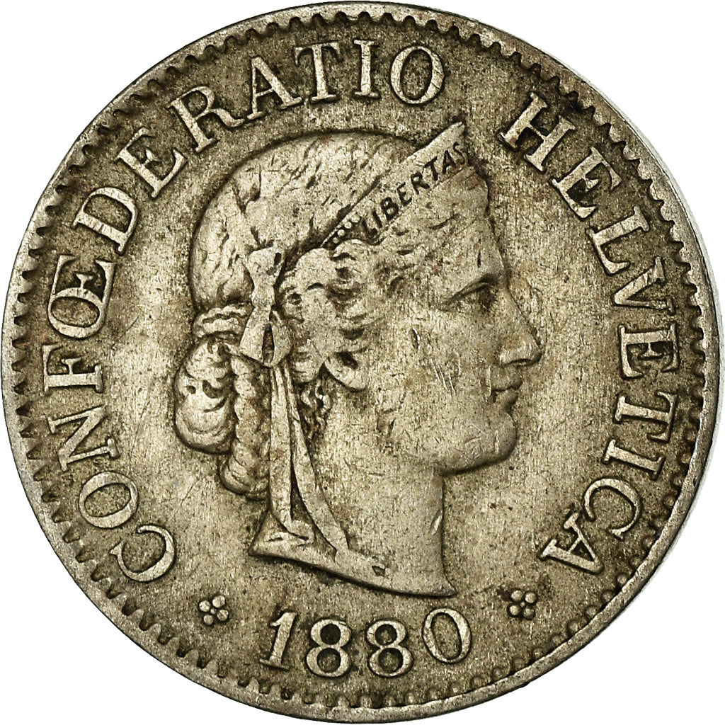 Coin, Switzerland, 10 Rappen, 1880, Bern, EF(40-45), Copper-nickel, KM:27
