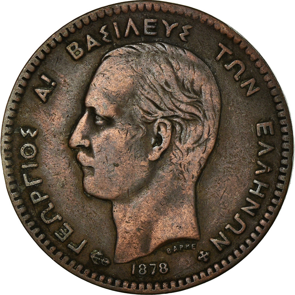 Coin, Greece, George I, 10 Lepta, 1878, VF(30-35), Copper, KM:55