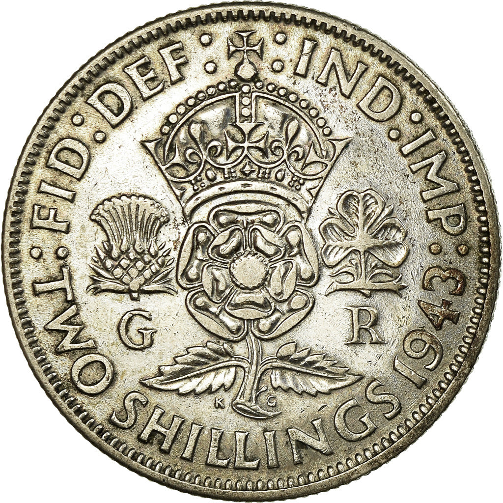 Coin, Great Britain, George VI, Florin, Two Shillings, 1943, EF(40-45), Silver