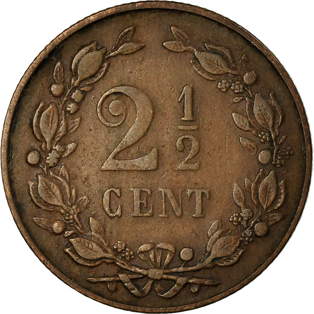 Coin, Netherlands, Wilhelmina I, 2-1/2 Cent, 1898, EF(40-45), Bronze, KM:108.2