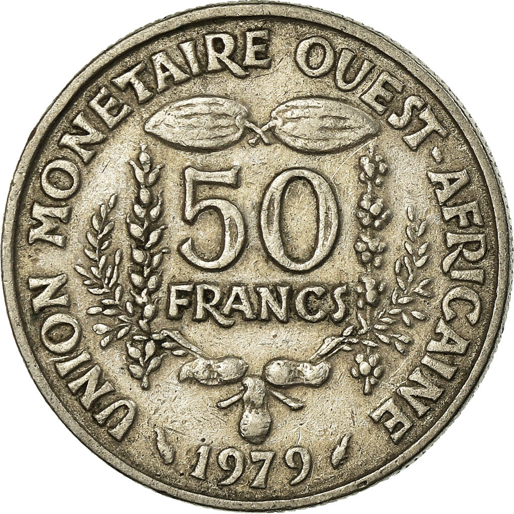 Moeda, Estados da África Ocidental, 50 Francs, 1979, EF(40-45), Cobre-níquel