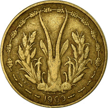 Coin, West African States, 5 Francs, 1969, VF(30-35), Aluminum-Nickel-Bronze
