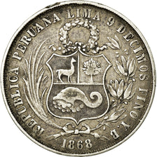 Coin, Peru, SOUTH PERU, Sol, 1868, Lima, VF(30-35), Silver, KM:196.3