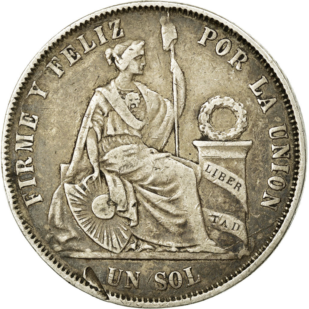 Coin, Peru, SOUTH PERU, Sol, 1868, Lima, VF(30-35), Silver, KM:196.3