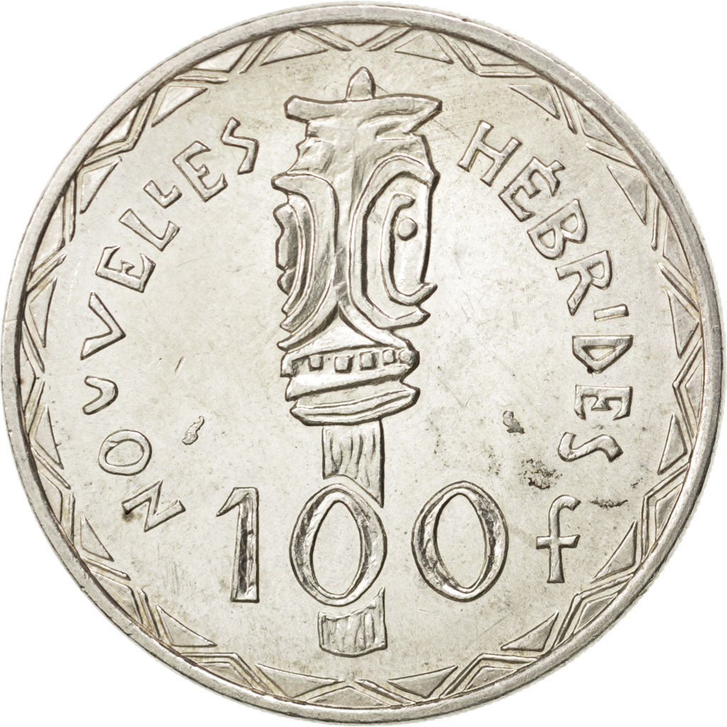 NEW HEBRIDES, 100 Francs, 1966, Paris, KM #1, AU(55-58), Silver, 36, Lecompte...
