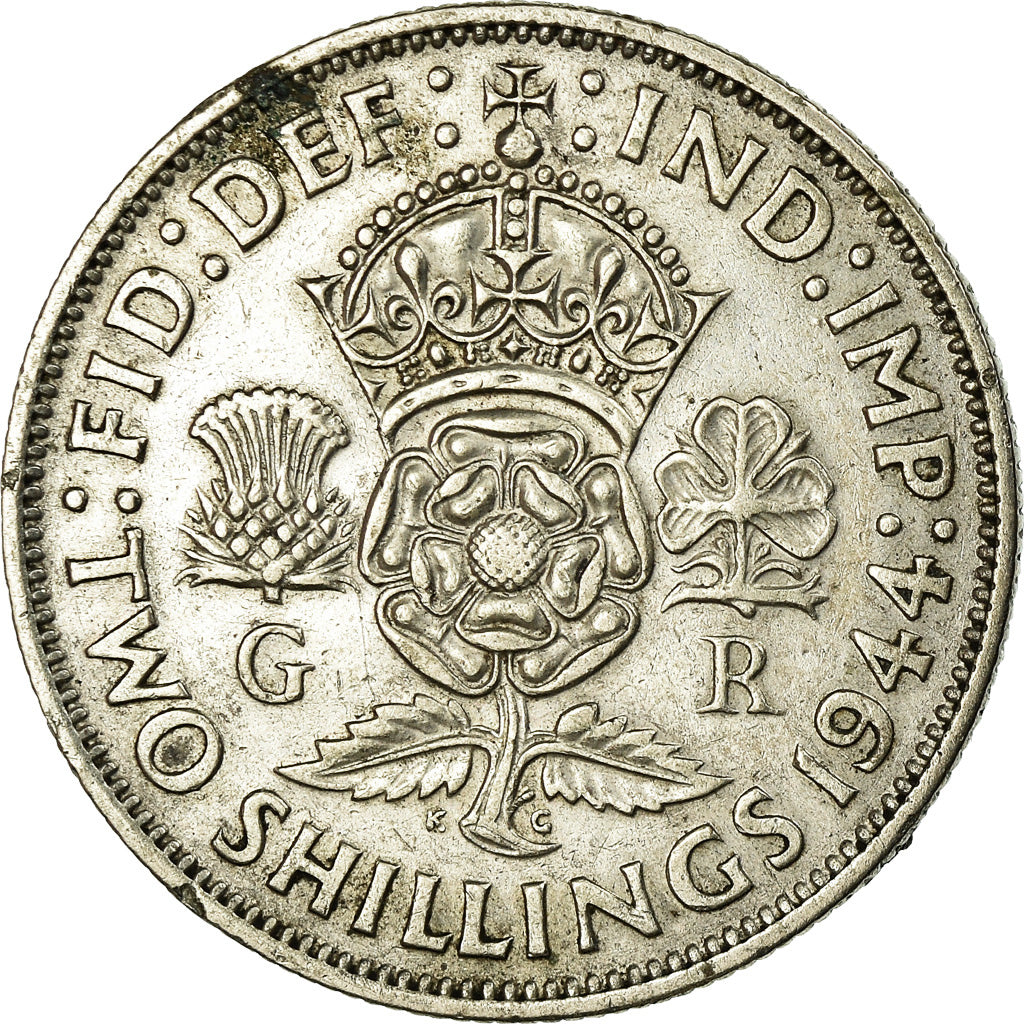 Coin, Great Britain, George VI, Florin, Two Shillings, 1944, EF(40-45), Silver
