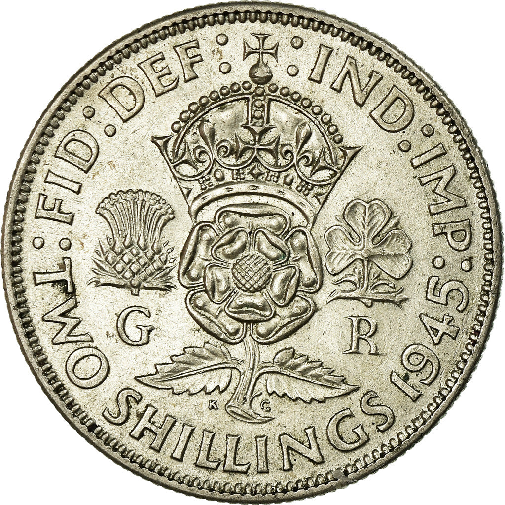 Coin, Great Britain, George VI, Florin, Two Shillings, 1945, EF(40-45), Silver