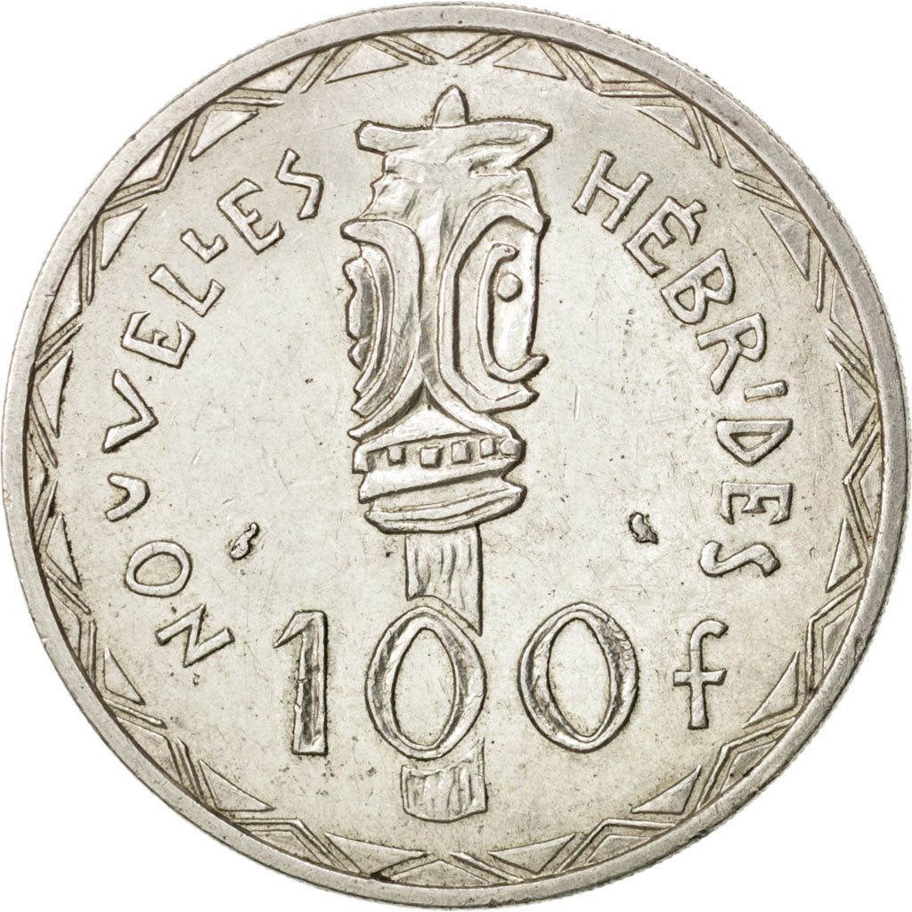 NEW HEBRIDES, 100 Francs, 1966, Paris, KM #1, AU(55-58), Silver, 36, Lecompte...