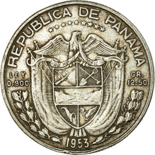 Coin, Panama, 1/2 Balboa, 1953, EF(40-45), Silver, KM:20