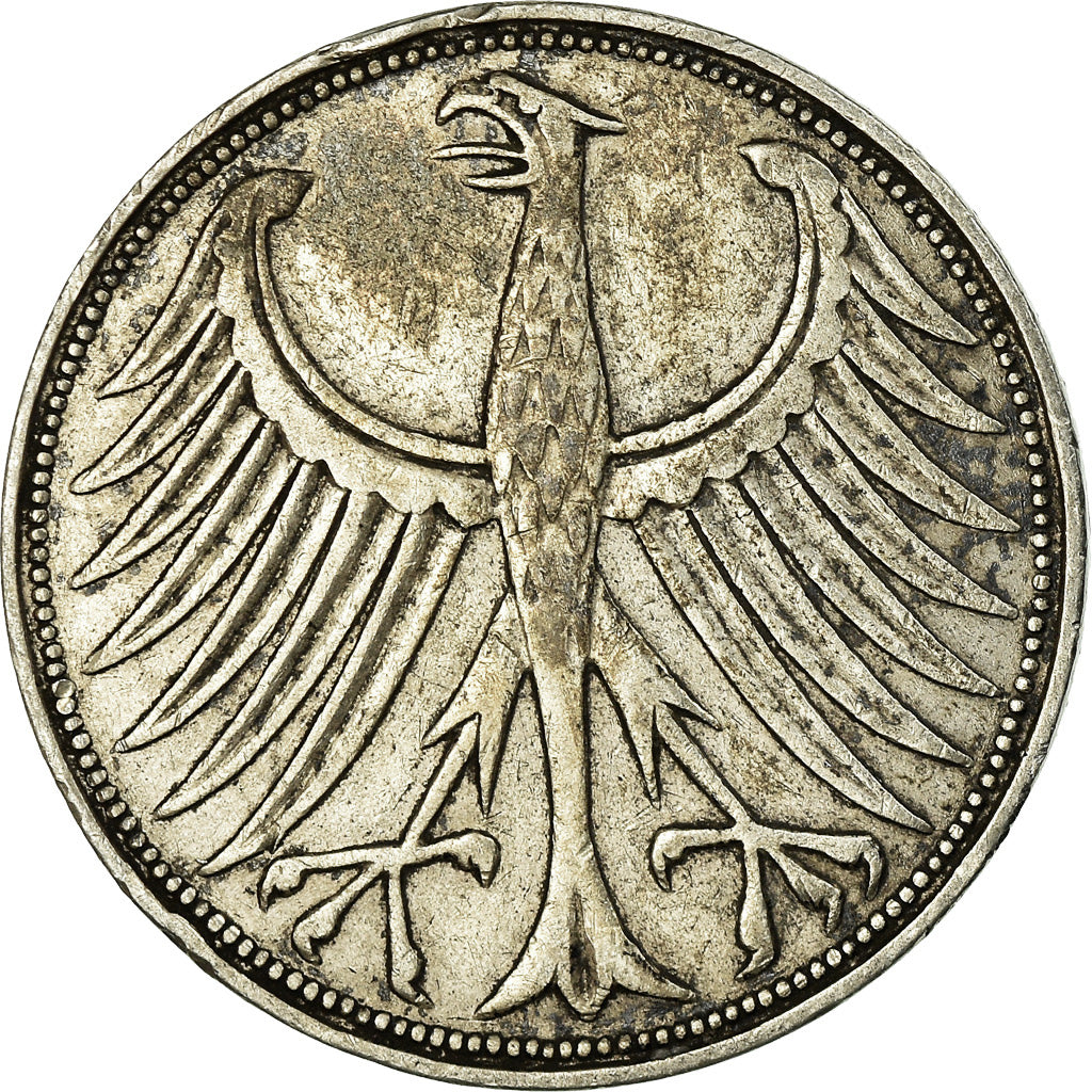 Coin, GERMANY - FEDERAL REPUBLIC, 5 Mark, 1951, Munich, EF(40-45), Silver