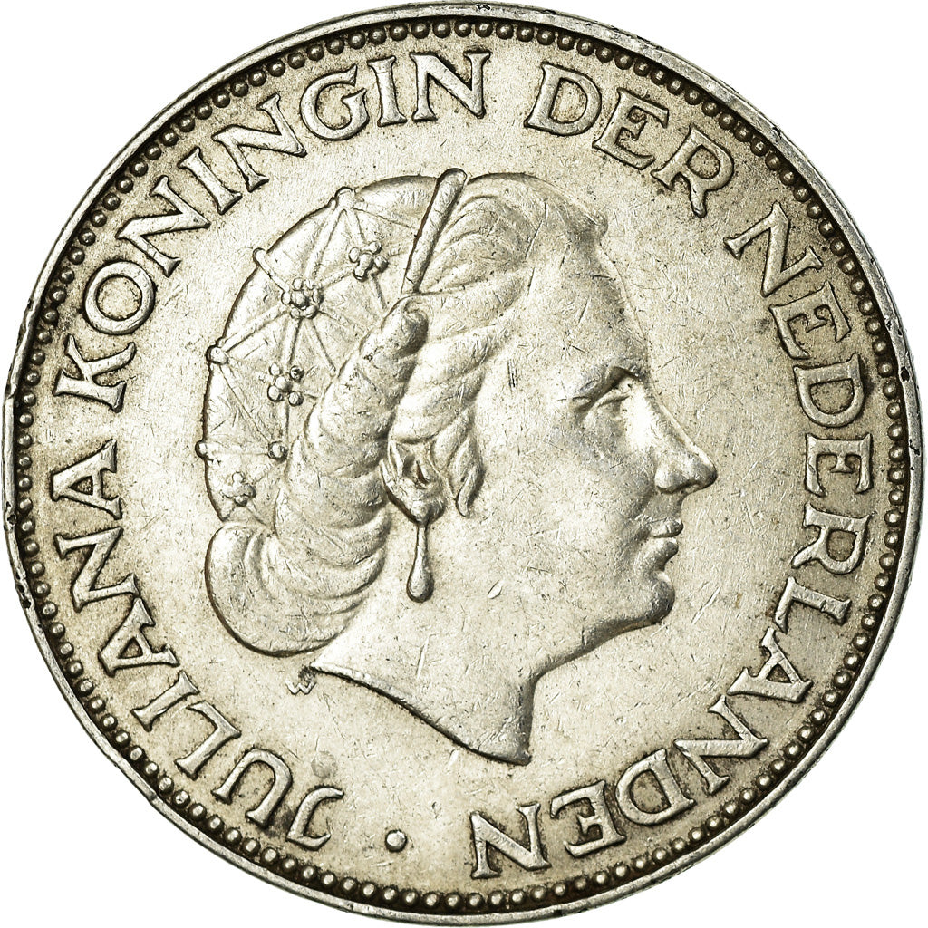 Coin, Netherlands, Juliana, 2-1/2 Gulden, 1959, EF(40-45), Silver, KM:185