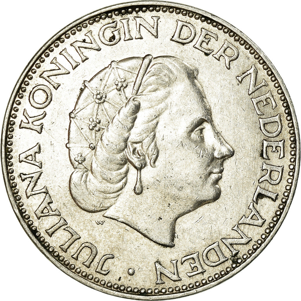 Coin, Netherlands, Juliana, 2-1/2 Gulden, 1960, EF(40-45), Silver, KM:185