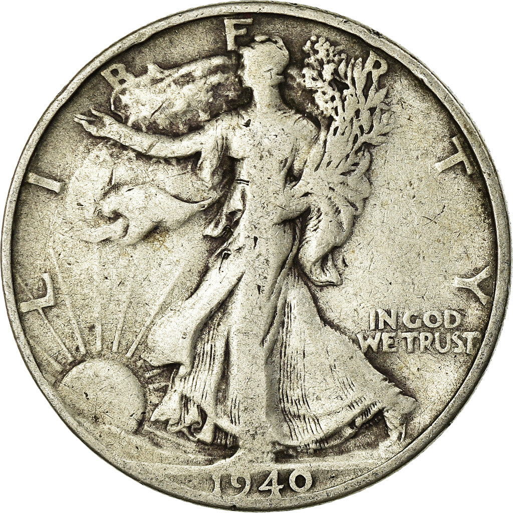 Coin, United States, Walking Liberty Half Dollar, Half Dollar, 1940, U.S. Mint