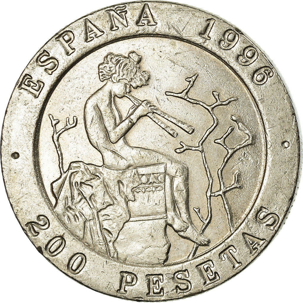 Coin, Spain, Juan Carlos I, 200 Pesetas, 1996, EF(40-45), Copper-nickel, KM:965