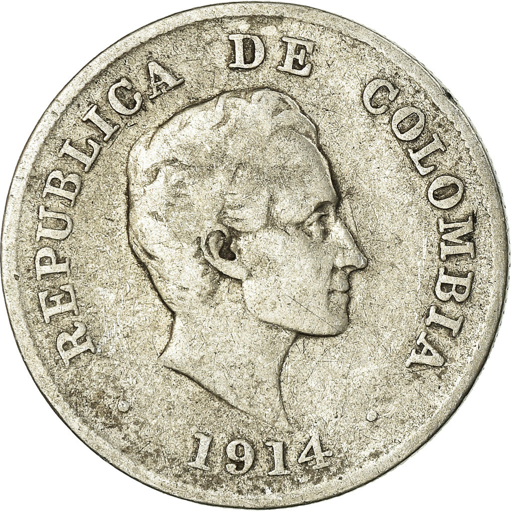 Coin, Colombia, 20 Centavos, 1914, VF(30-35), Silver, KM:197