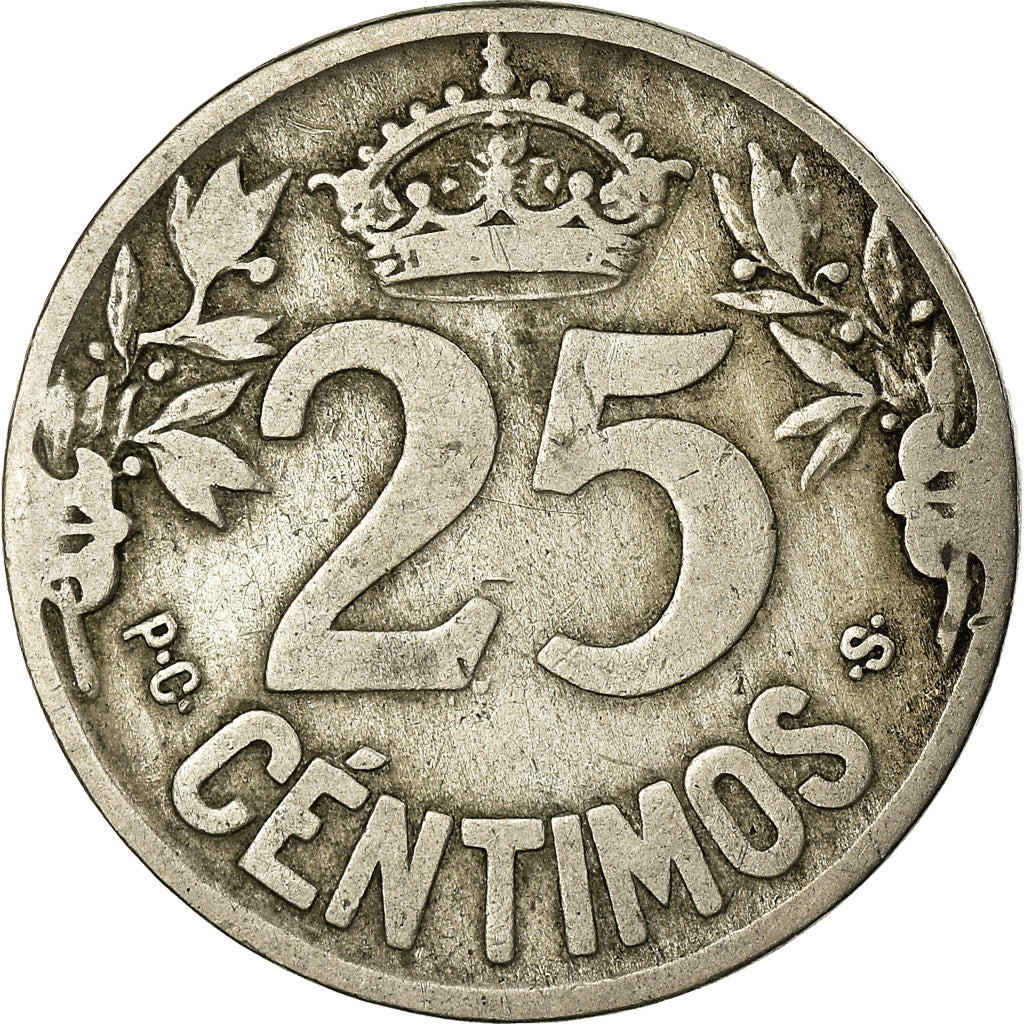 Coin, Spain, Alfonso XIII, 25 Centimos, 1925, Madrid, VF(30-35), Copper-nickel