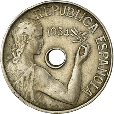 Monnaie, Espagne, 25 Centimos, 1934, TTB, Copper-nickel, KM:751
