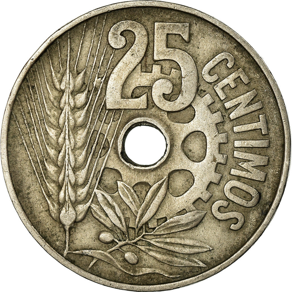 Coin, Spain, 25 Centimos, 1934, EF(40-45), Copper-nickel, KM:751