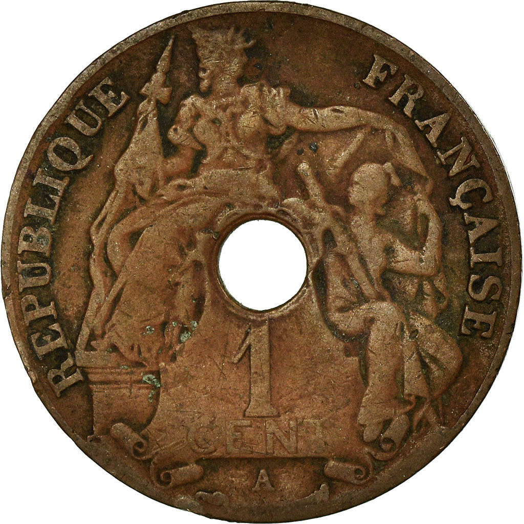 Moneta, INDOCINA FRANCESE, Cent, 1922, Paris, MB, Bronzo, KM:12.1