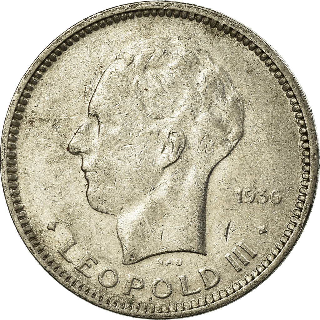 Coin, Belgium, 5 Francs, 5 Frank, 1936, EF(40-45), Nickel, KM:109.1