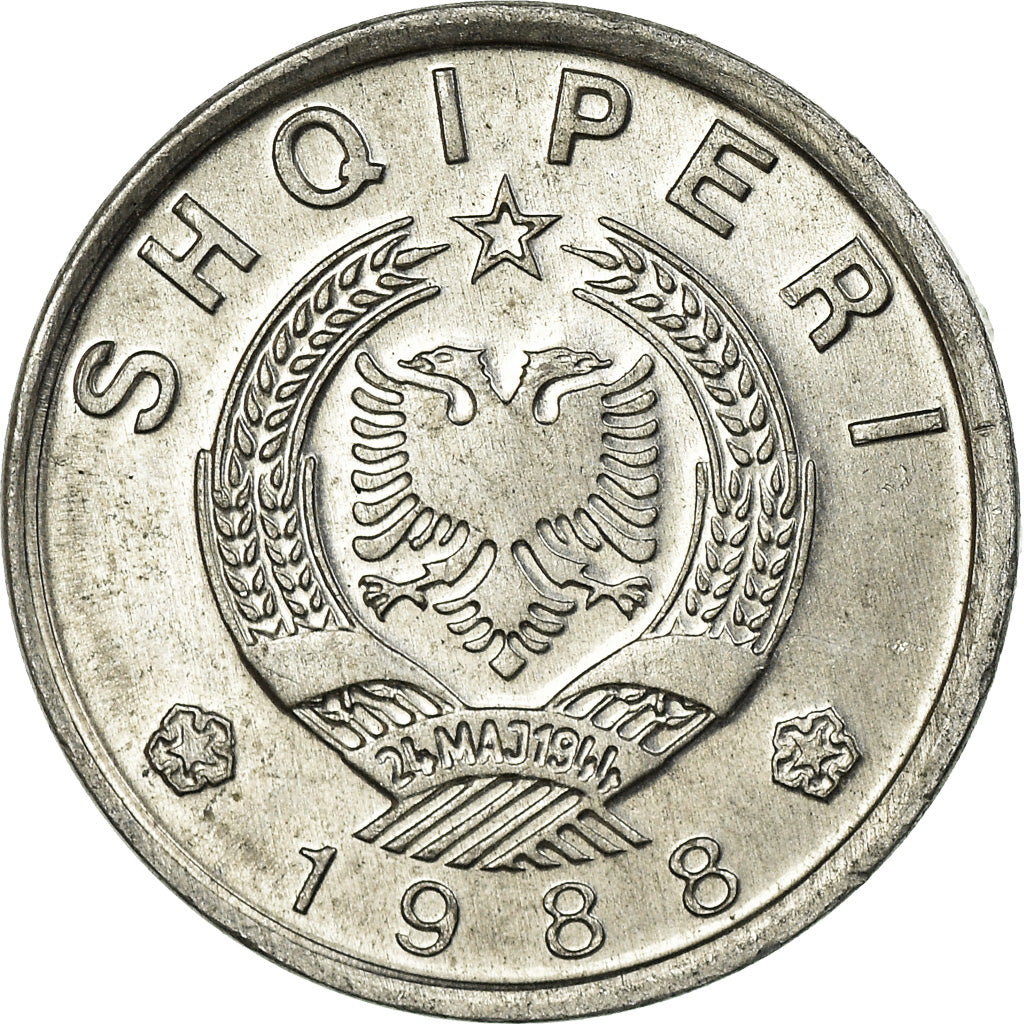 Moneta, Albania, 10 Qindarka, 1988, Rome, BB, Alluminio, KM:60