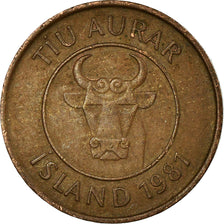 Coin, Iceland, 10 Aurar, 1981, EF(40-45), Bronze, KM:25