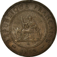Coin, FRENCH INDO-CHINA, Cent, 1892, Paris, EF(40-45), Bronze, KM:1